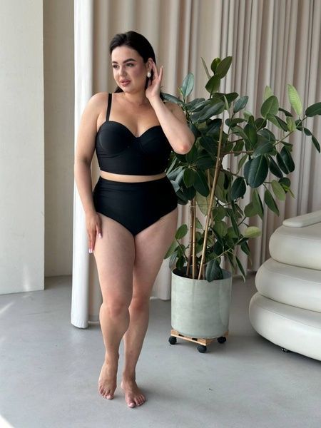 Роздільний купальник PLUS SIZE з високими плавками, твердими чашками в чорному кольорі SW1441/1-5XL фото