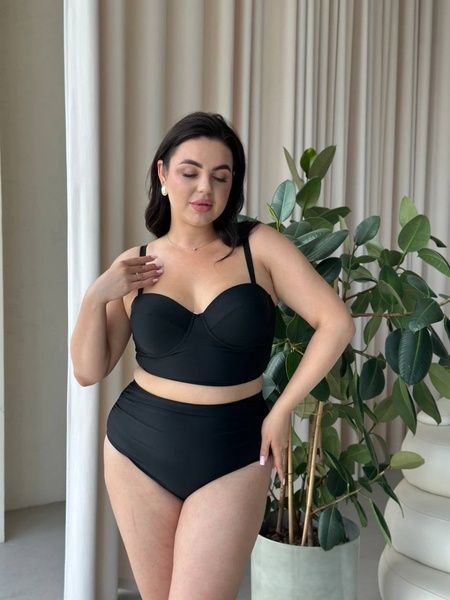 Роздільний купальник PLUS SIZE з високими плавками, твердими чашками в чорному кольорі SW1441/1-5XL фото