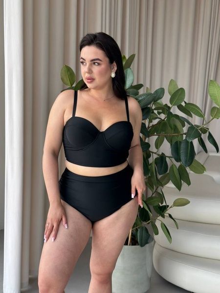 Роздільний купальник PLUS SIZE з високими плавками, твердими чашками в чорному кольорі SW1441/1-5XL фото