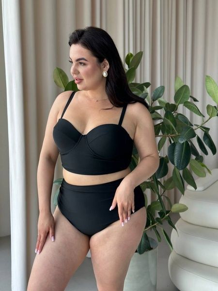 Роздільний купальник PLUS SIZE з високими плавками, твердими чашками в чорному кольорі SW1441/1-5XL фото
