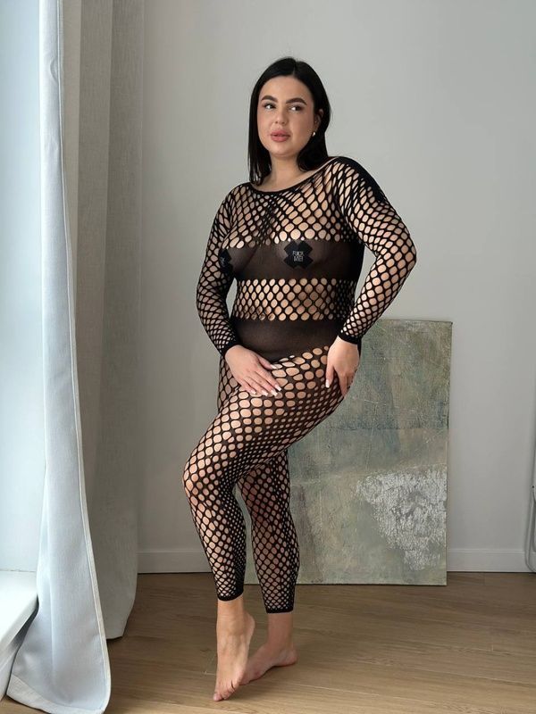 Чорний еротичний бодістокінг PLUS SIZE DO3280-універсальний фото