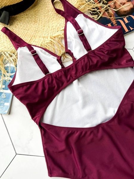 Суцільний купальний PLUS SIZE з підтримкою грудей в кольорі бордо SW1377-L фото