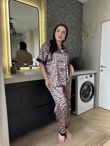 Піжама з леопардовим принтом PLUS SIZE з сорочкою та штанами (DO3627) DO3627-5XL фото