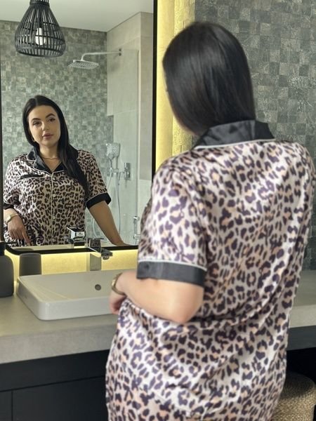 Піжама з леопардовим принтом PLUS SIZE з сорочкою та штанами (DO3627) DO3627-5XL фото
