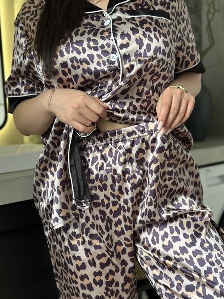 Піжама з леопардовим принтом PLUS SIZE з сорочкою та штанами (DO3627) DO3627-5XL фото