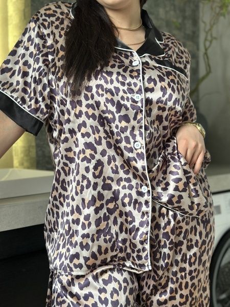 Піжама з леопардовим принтом PLUS SIZE з сорочкою та штанами (DO3627) DO3627-5XL фото