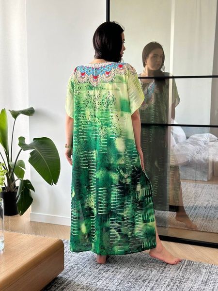 Сукня-туніка з орнаментом зелена PLUS SIZE SW3531-універсальний фото