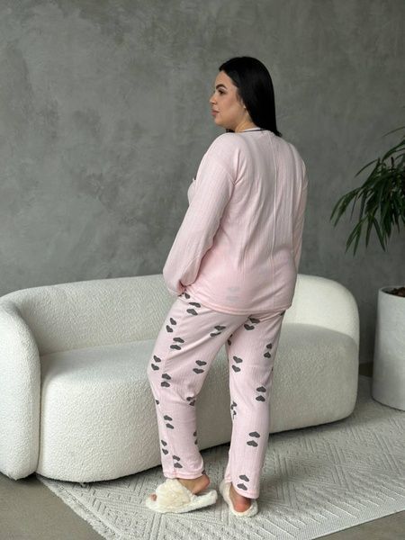 Тепла рожева піжама в розмірі PLUS SIZE DO3400/2-4XL фото