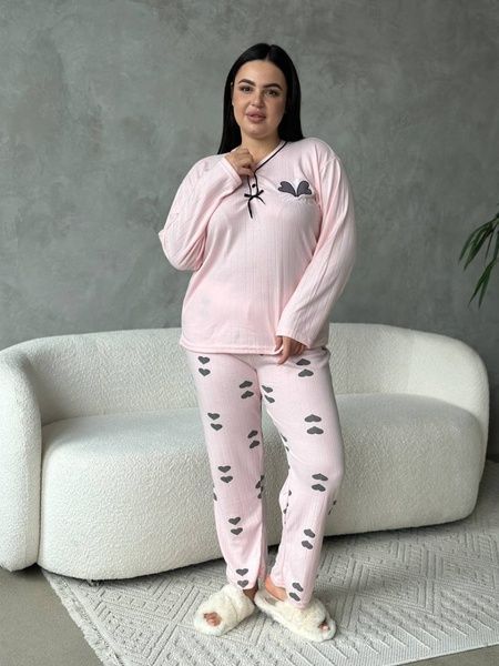 Тепла рожева піжама в розмірі PLUS SIZE DO3400/2-4XL фото