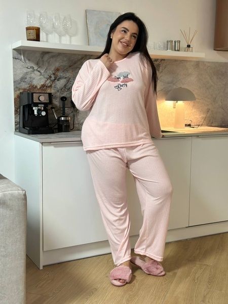Рожева тепла піжама в розмірі PLUS SIZE DO3206/1-4XL фото