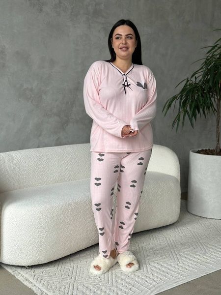 Тепла рожева піжама в розмірі PLUS SIZE DO3400/2-4XL фото