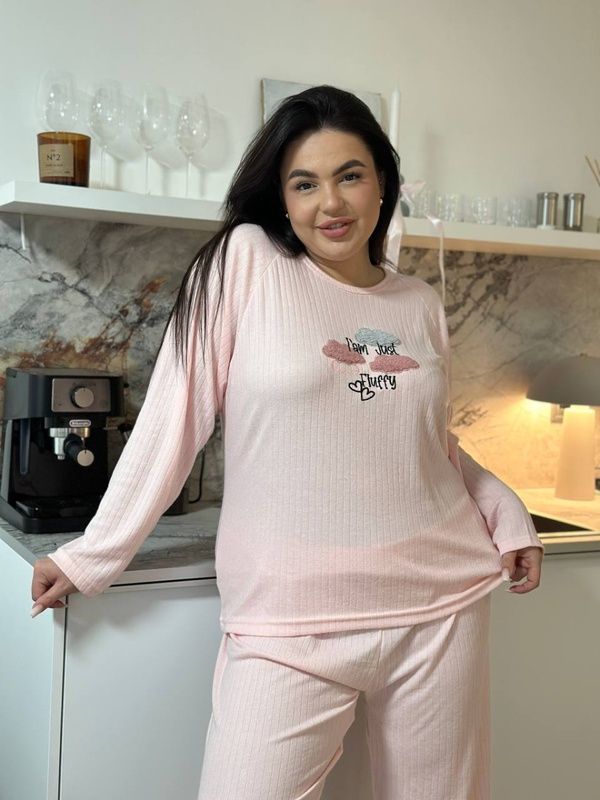 Рожева тепла піжама в розмірі PLUS SIZE DO3206/1-4XL фото