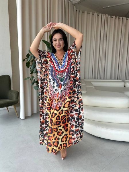 Легка максі сукня-туніка рожева PLUS SIZE для відпочинку (SW670) SW670-універсальний фото