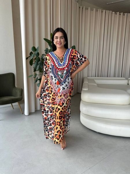 Легка максі сукня-туніка рожева PLUS SIZE для відпочинку (SW670) SW670-універсальний фото