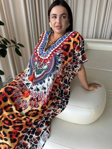 Легка максі сукня-туніка рожева PLUS SIZE для відпочинку (SW670) SW670-універсальний фото