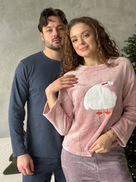 Синя чоловіча піжама з штанами в клітинку DO3927-XL фото
