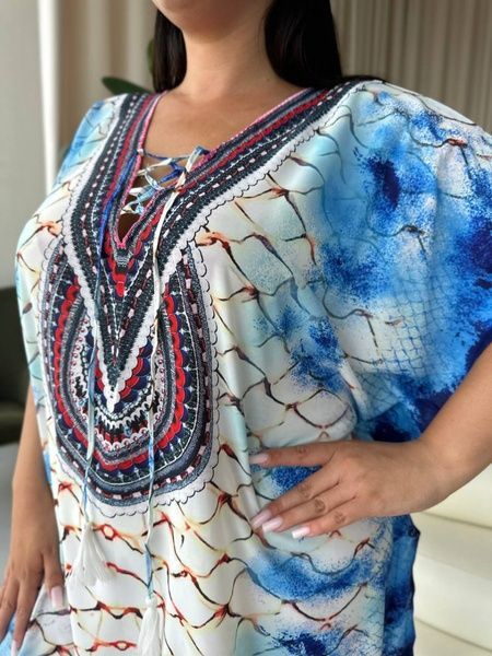 Легка максі сукня-туніка етно принт PLUS SIZE для відпочинку (SW673) SW673-універсальний фото