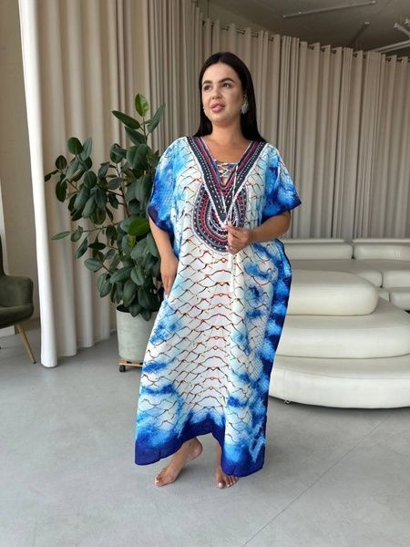Легка максі сукня-туніка етно принт PLUS SIZE для відпочинку (SW673) SW673-універсальний фото