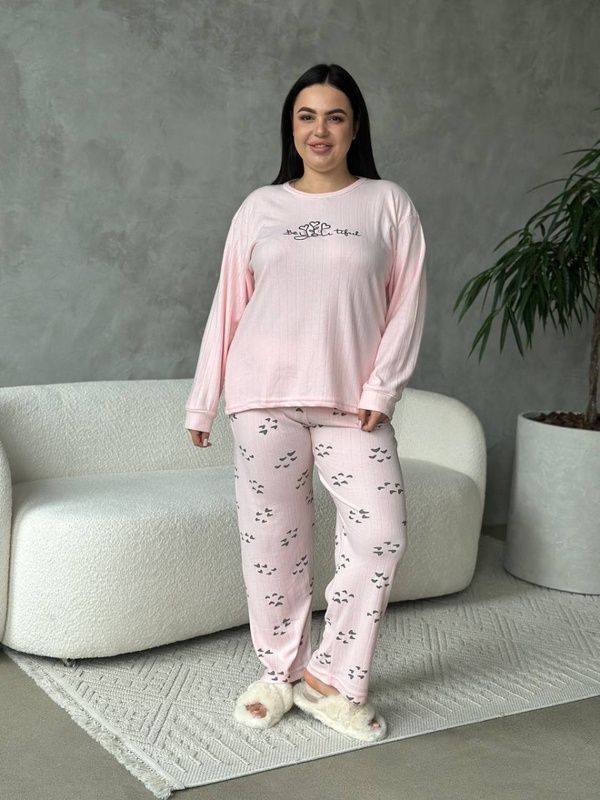 Комфортна рожева піжама в розмірі PLUS SIZE DO3201-4XL фото